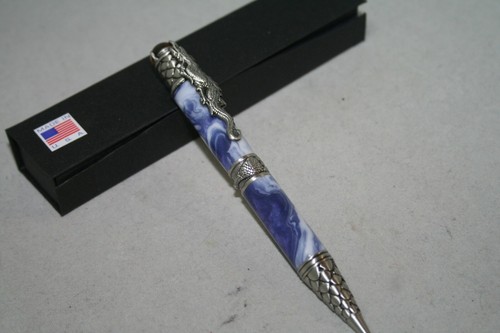 Handmade Purple Passion Dragon Pen with Antique Pewter Parts & Gift Box - Bild 2 von 7