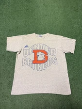 Vintage 90s Denver Broncos Apex One Shirt Men’s Large Gray Football NFL MARKED