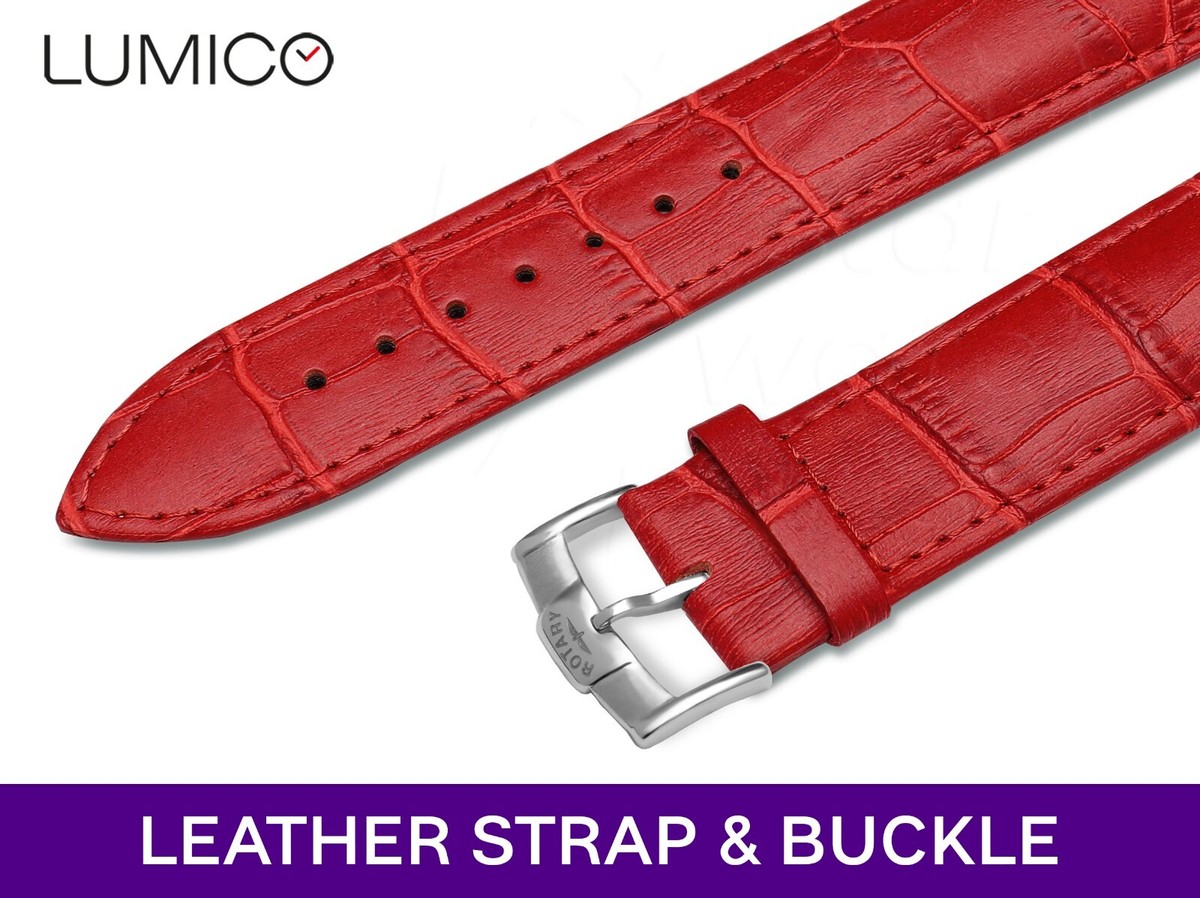 For ROTARY Genuine Leather Strap Watches Red Band Buckle 18-24mm