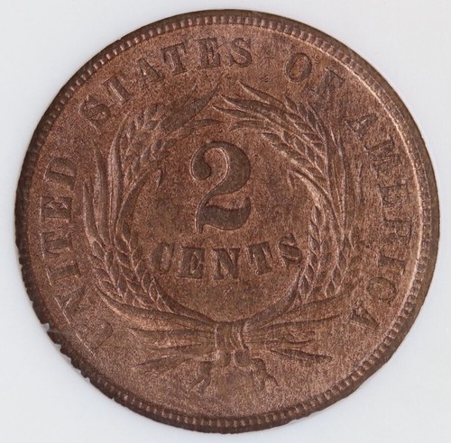1864 Two Cent Piece - NGC Graded MS64 RB - Large Motto - Civil War Era Coin