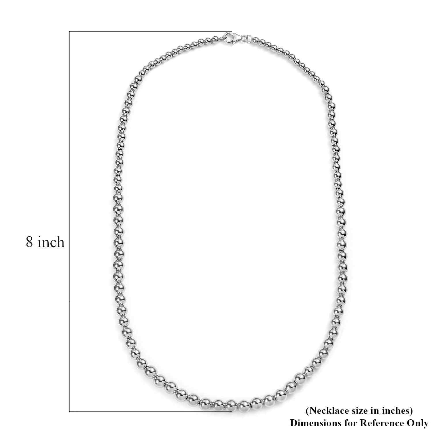 925 Sterling Silver Platinum Plated Beaded Necklace Jewelry for Women