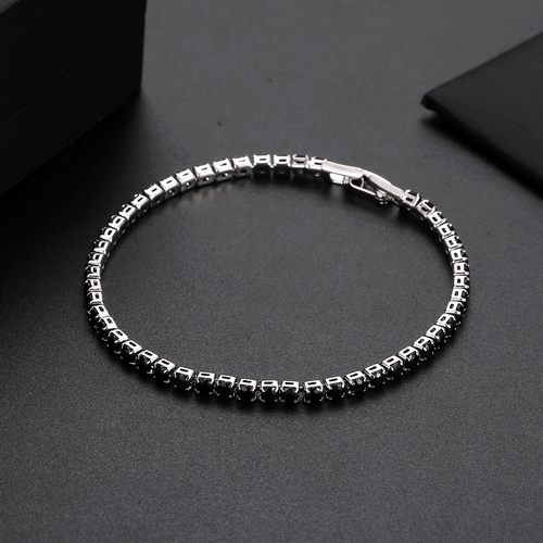 3MM Slim Holiday Party Jewelry Mystic Black Onyx Gemstone Women Bracelets Silver - Picture 4 of 6