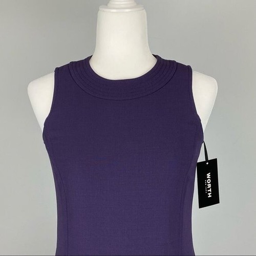 Worth New York Womens Purple Wool Sleeveless Sheath Dress Zip Pockets size x0 - Picture 2 of 11