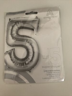 Anagramm Super Form 33 Zoll Silber Zahl 5 Großer Folienballon