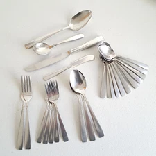 Oneida ACCENT Stainless Glossy 25 Pieces Dinner Knife Forks Spoons Serving Set