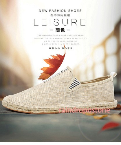 Herren Sommer Canvas Freizeit Leinen Halbschuh Flach Komfort Atmungsaktiv Slipper Schuhe - Bild 9 von 21