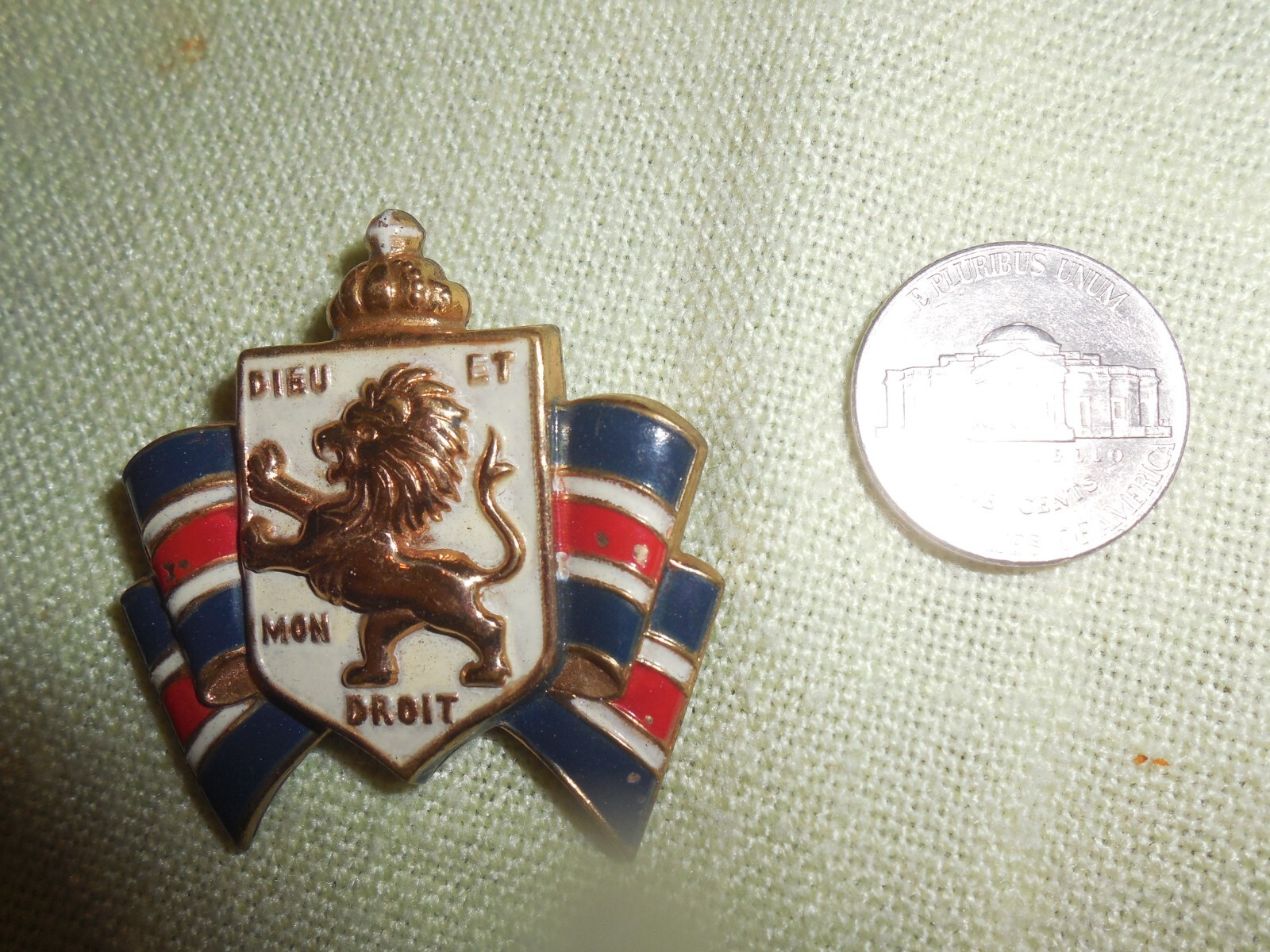 USA 1940s Pin British Lion Dieu et Mon Droit Official… - Gem
