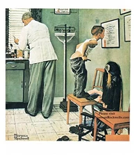 Norman Rockwell vintage print "AT THE DOCTOR'S OFFICE" just get vaccinated 8x10"
