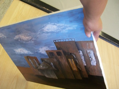 Pintura acrílica de edificios/ciudades sobre lienzo Fredrik; colgante de pared; 24"" por 18""; ARTE - Imagen 2 de 12