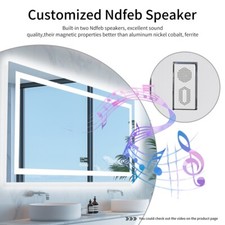 WISFOR Rectangular Bluetooth Speaker Lighted Illuminated Bathroom Mirror Fogfree