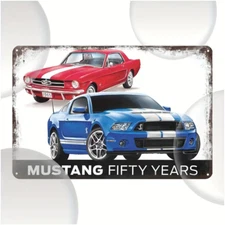 8"X12" Metal Sign Man Cave Garage Bar Gas Station Blue Classic Mustang