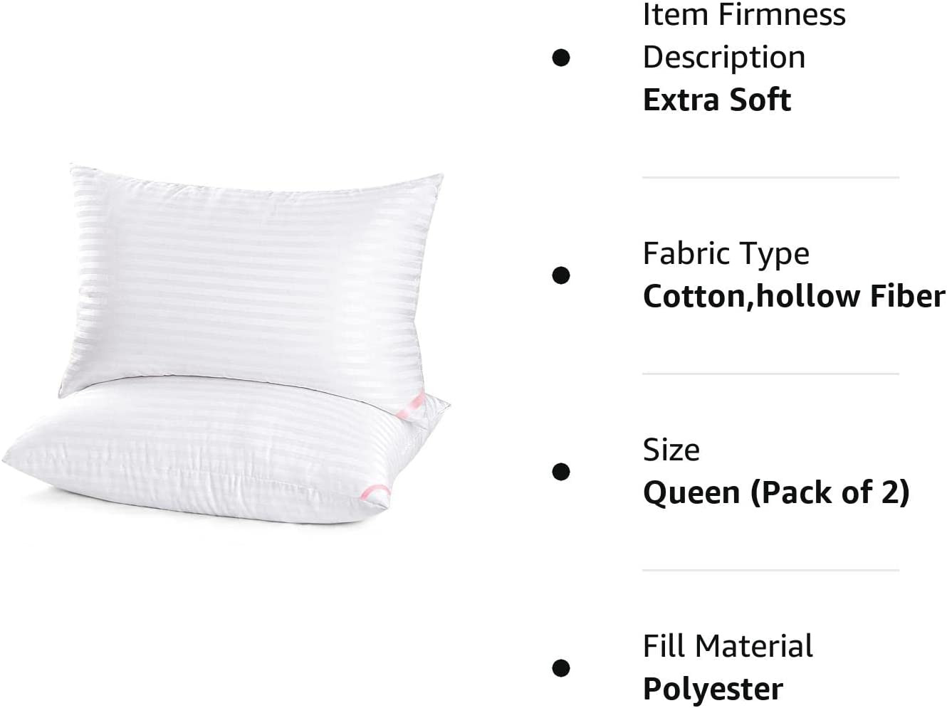 Hotel Collection Bed Pillows for Sleeping 2 Pack Queen Size，Pillows 20 X 30 Inch