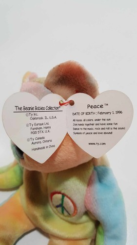 SUPER RARE Ty Beanie Baby: Peace Bear 1996 w/ Tons of Errors Listed Retired Org. - Picture 4 of 6