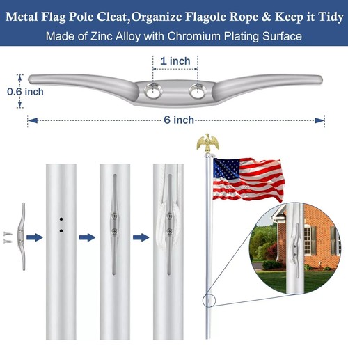 Flagpole Hardware Repair Parts Kit - 50 Feet Halyard Rope+7" Eagle Topper+6"Z... - 第 7/7 張圖片