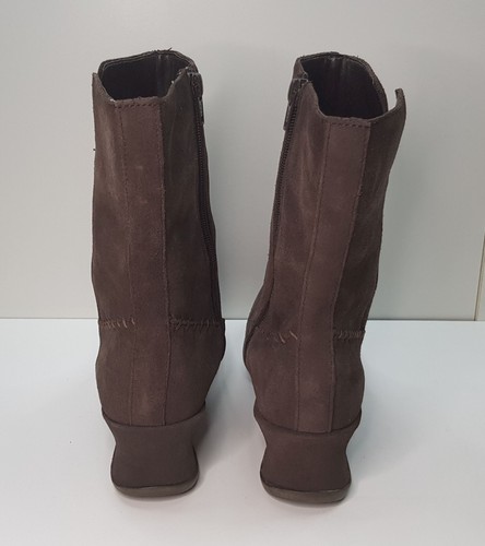SHOEBOX SIZE 5UK EUR38 WOMENS BROWN SUEDE MID CALF HIGH CHELSEA BOOTS SIDE ZIP - Picture 11 of 24