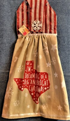 NEW*Handmade ''I'm Dreaming Of A Big Christmas!'' Hanging Kitchen Hand Towel #3117