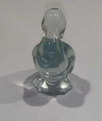 Beautiful Vintage Clear Crystal Art Glass 6” Duck Figurine Paperweight Figure - Picture 2 of 5