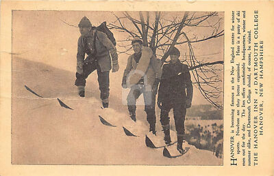 Hanover NH New Hampshire Snow Winter Skis Inn, Dartmouth College Postcard Copy