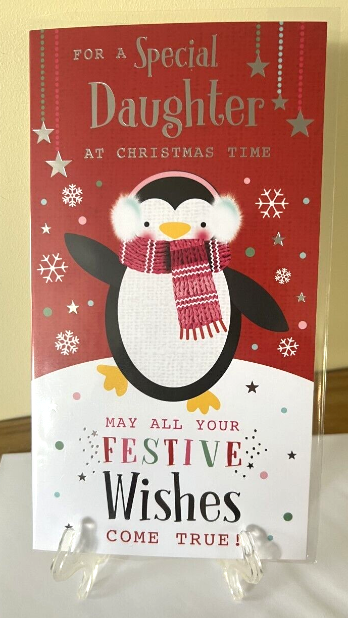 Christmas Card Daughter Female Foil Finish Xmas