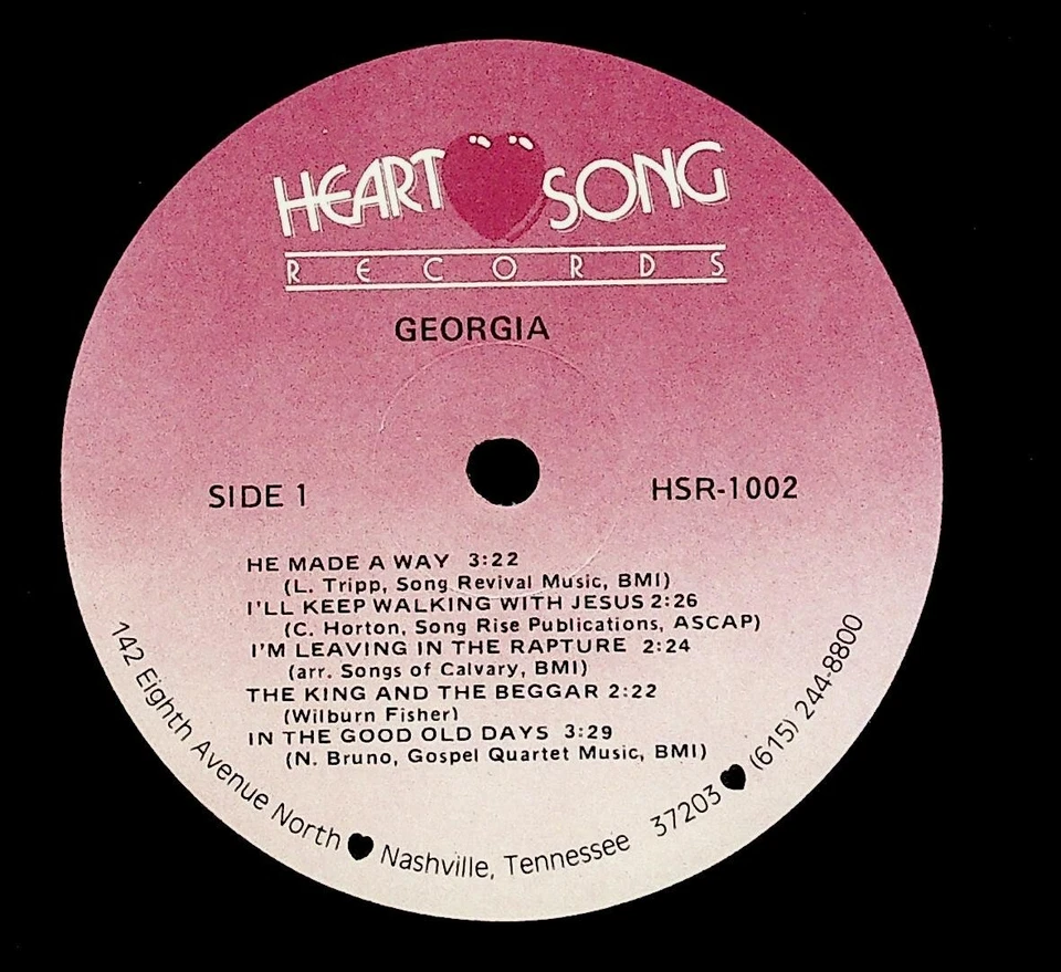 Georgia LP 1983 Heart Song HSR-1002 Southern Gospel Nashville Studio - Image 3 of 4