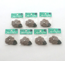 7x Jolee's by You Embellishments Tan Camellia Brown Flowers Scrapbooking NIP