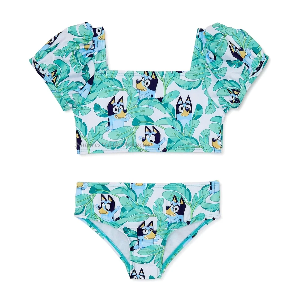 Disney BLUEY Badeanzug Kleinkind Mädchen 2-teilig Tankini Größe 2 3 4 5 Bikini Schwimmen Set