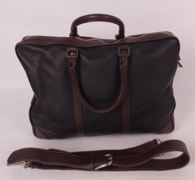 Mark & Graham Italian Leather Briefcase, CSJ monogram, black & brown