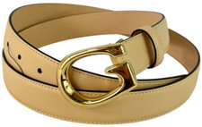 GUCCI Beige Leather Large G Buckle Men Unisex Belt Made in Italy 110-44