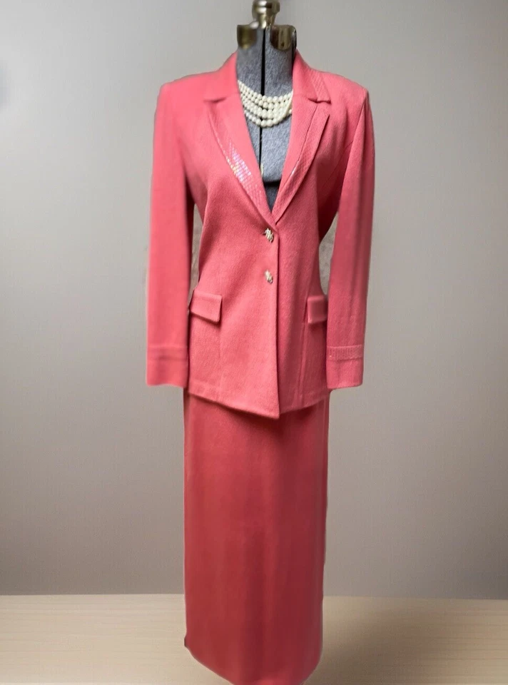 Новый St. John вечерний костюм размер 4 куртка 2 юбка два изделия комплект отлива блестки - Изображение 3 из 4