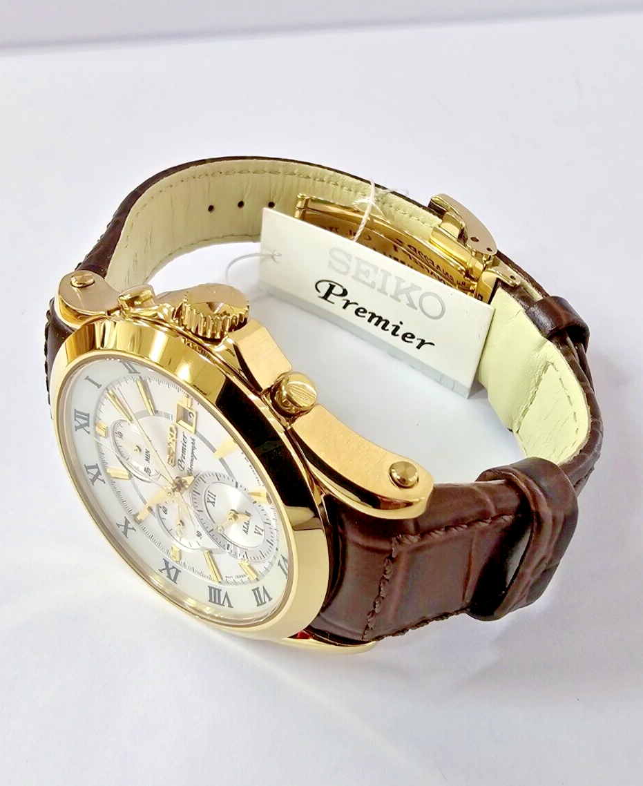 SEIKO Premier Chronograph 41.4MM Silver Dial Men's Watch SNAF22P1