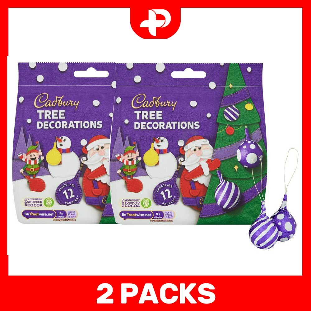 2 x Cadbury Milk Chocolate Christmas Tree Baubles Decorations Xmas 72g