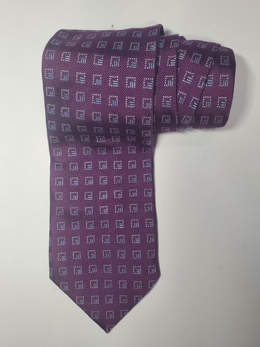 Nautica Mens Tie Purple Geometric Pattern Woven Silk Necktie USA 57" x 3.5" - Picture 4 of 9