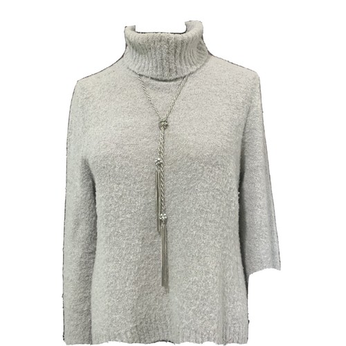 SEA BLEU Women Size M Light Grey Acrylic/Wool Blend Comfy Turtleneck Sweater - 第 2/5 張圖片