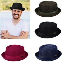 Classic Pork Pie Bowler Hat Heisenberg Style Panama Flat Fedora Jazz Cap Unisex