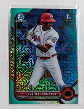 2022 Bowman Chrome Justice Thompson 1st Bowman Aqua Mojo /225 #BCP-59 Reds