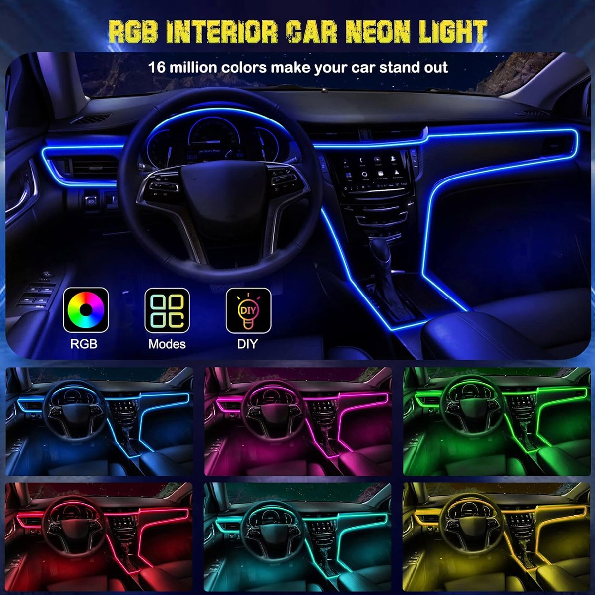 Aazon.co: Acrylic Interior Car LED Strip Lights, Colorful 22-in-1 Car - Foto 9