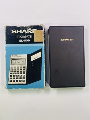 Vintage Sharp EL-509S SCIENTIFIC Calculator Black Silver W/Original Box & Manual