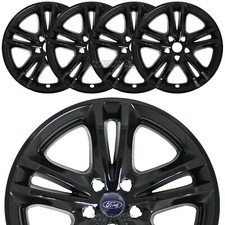 4 For 2015-2019 Ford Fusion 17 Snap On Black Wheel Skins Rim Covers Hub Caps