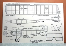 ALCO SPORT BALSA FREE FLIGHT MODEL AIRPLANE PLANS 13" WINGSPAN