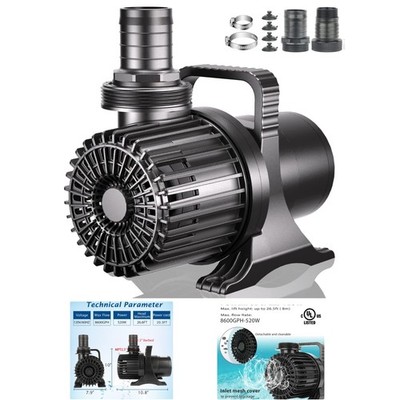 Efficient 8600 GPH Submersible Fountain & Aquarium Pump with Overheat Protection