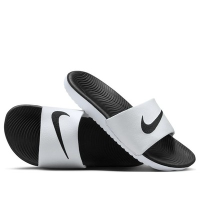 Nike Kawa Slides Kids Size 4Y White Black New 819352-100