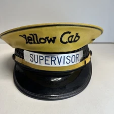 Yellow Cab Co. Supervisor  Lancaster Brand Leather Driver Hat 7 3/4 Size Vintage
