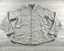 Eddie Bauer Shirt Mens Size T2XL Classic Fit Gray Fly Print Button Up Long Sleev