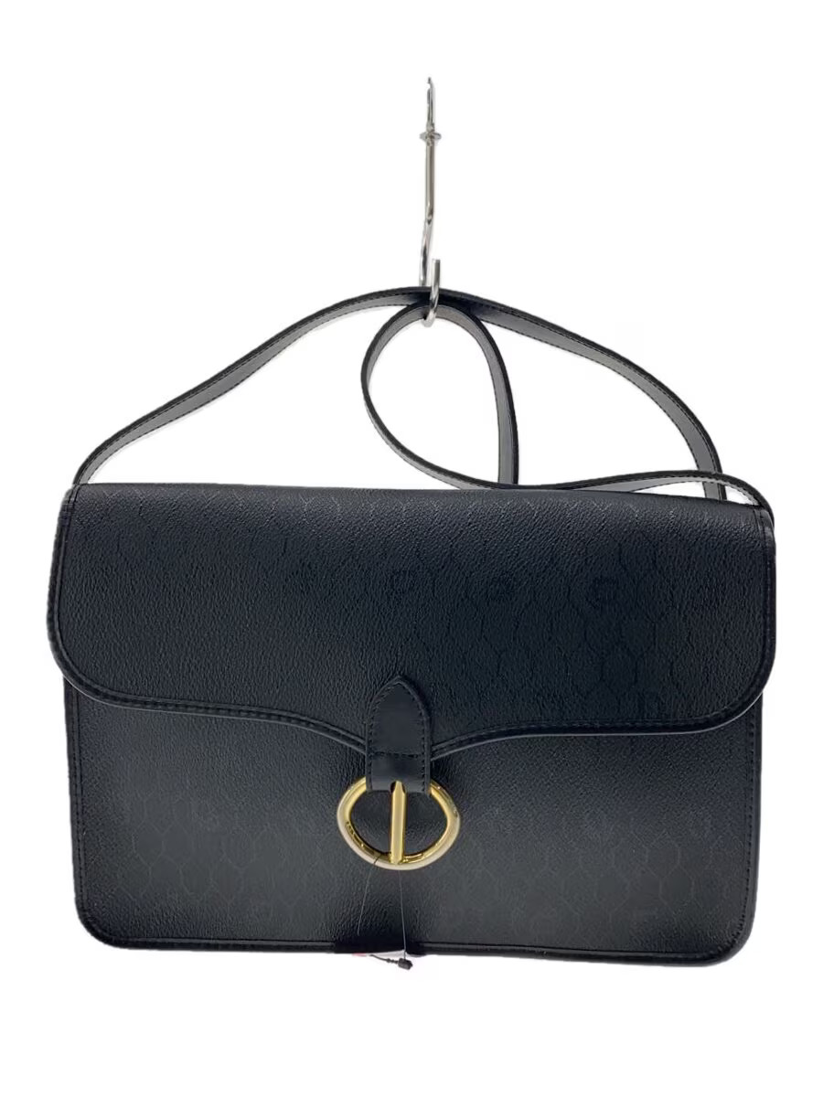 Dior Black Honeycomb Leather Shoulder Bag with All-Over Pattern