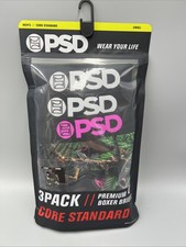 3 Pack! PSD 7" Inseam Money Jungle Pink Flame Premium Boxer Briefs, Sz S, 28-30"