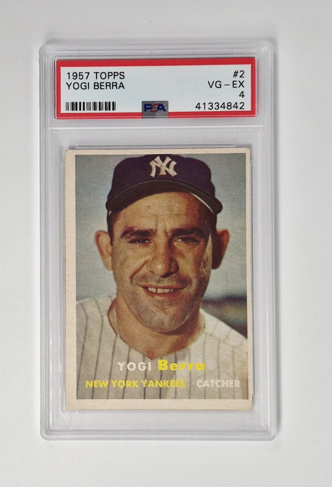 PSA GRADED 4 VG-EX VINTAGE CLEAN 1957 Topps Yogi Berra #2 New York Yankees HOF