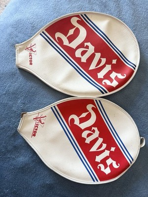 Set Of 2 Davis Victor Single Tennis Racquet Covers With Zipper Closures Vintage