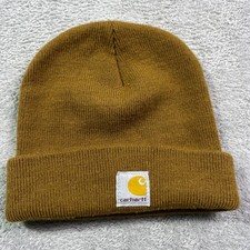Carhartt Youth Hat Knit Beanie Cap Brown Logo Patch One Size Fits Most