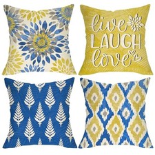 Geometric Flower Decorative Throw Pillow Covers 18 18" x 18" Pack of 4 Dahlia