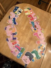 Cartoon Birthday Pig Themed Party Banner Multicolor Decoration